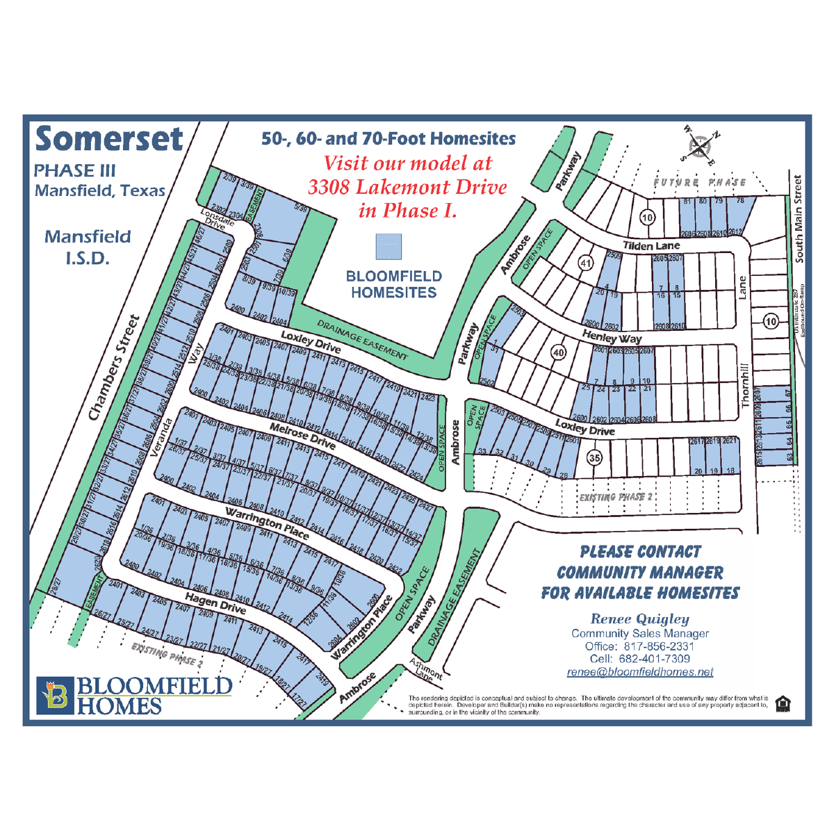 New Home Community in Mansfield Somerset Bloomfield Homes