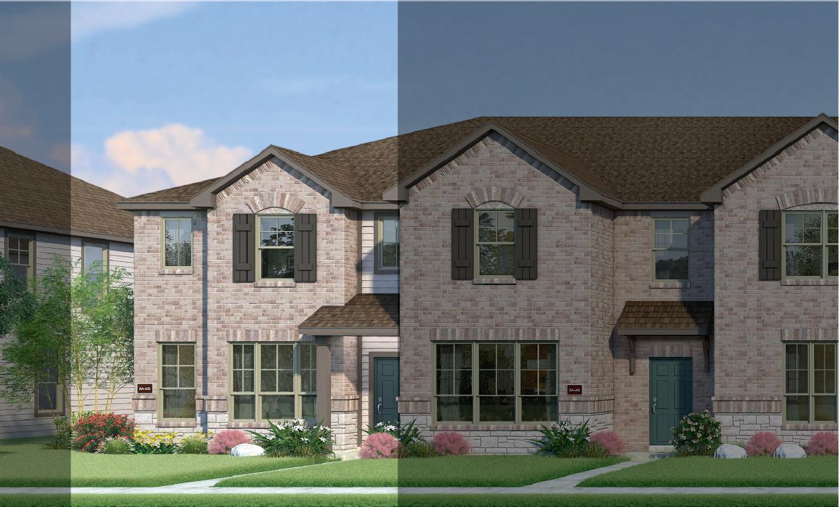 Crockett with Elevation 6A Stone Exterior 2023 Townhomes